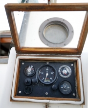 Engine instrument panel in cockpit.